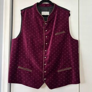 Angermaier Munich Men’s Vest Burgundy Velvet Traditional Costume Size XL–XXL
